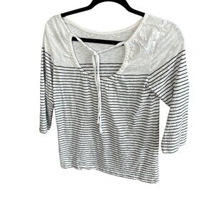 White Label The White Company Breton Striped Open Keyhole Back Top Size 2